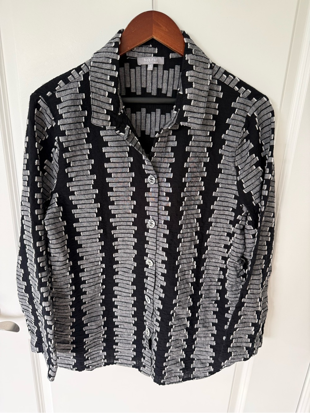 Habitat Textured Long Sleeve Cotton Blouse Size Extra Large